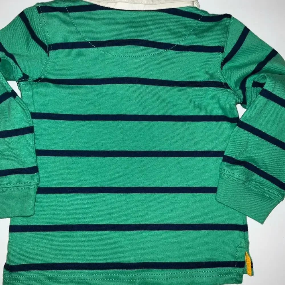 Carter’s Green, Blue And Yellow Collar Long Sleeve Shirt Size 24 Months